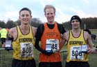 First three: 3rd Jack Martin (Stockport), winner Dan Garbutt (Durham City) and 2nd Andrew Jones (Stockport) in the senior mens Northern Cross Country Champs, Knowsley Safari Park. Photo: David T. Hewitson/Sports for All Pics